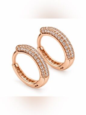 Luxury Rose‎ gold Moissanite diamond  Hoop Earrings